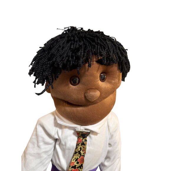 Sunny Puppets Plush Hand Puppet 28" with Arm Rod Purple Pants Tie Ethnic - Picture 3 of 8